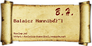 Balaicz Hannibál névjegykártya